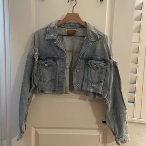 American Eagle Cropped Distressed Jean Jacket